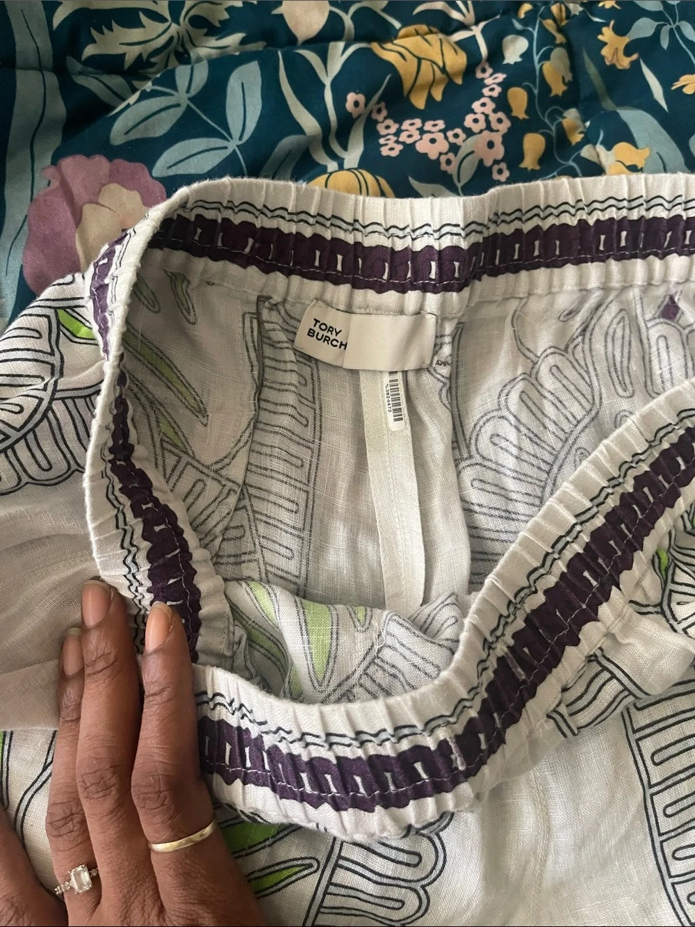 Tory Burch Girls' Zebra Print Button-Front Set in White, Green & Purple